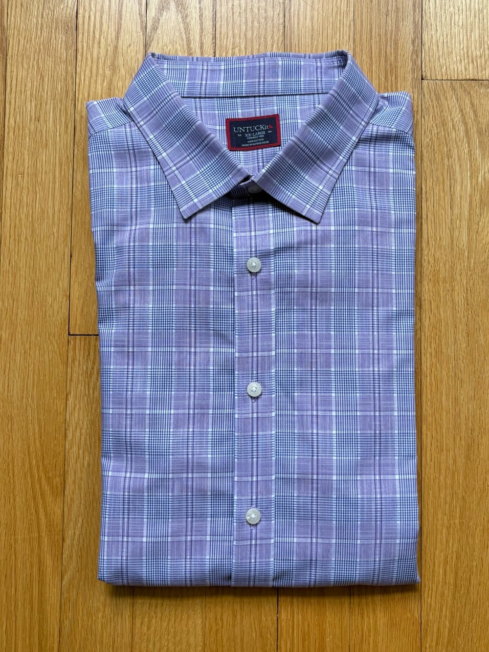 UNTUCKit Men’s Long Sleeve Dress Shirt Wrinkle Free Regular Fit 2XL Purple Plaid